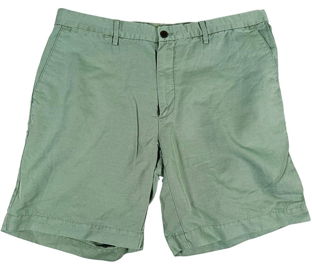 Ledbury Mens Linen Washed Twill Shorts Size 36 Green Coastal Preppy Resort